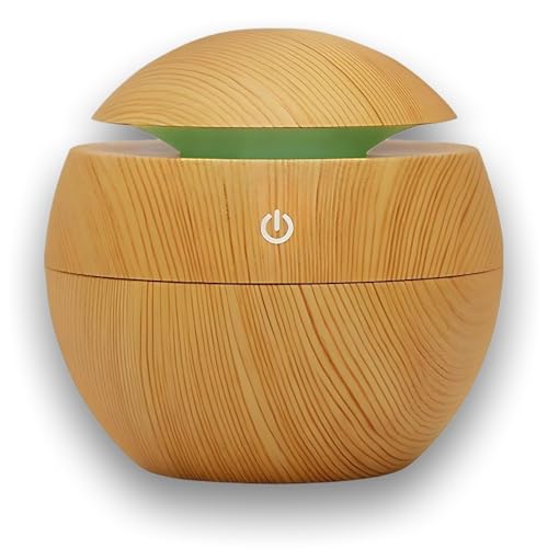 Wooden Style Ultrasonic Cool Mist Humidifier for Room Moisture| Aroma Diffuser| Essential Oil Diffuser| Perfume Fragrance Freshener| Colourful Light| Auto Shut-Off| Car, Room Moisture| 200ml| Black