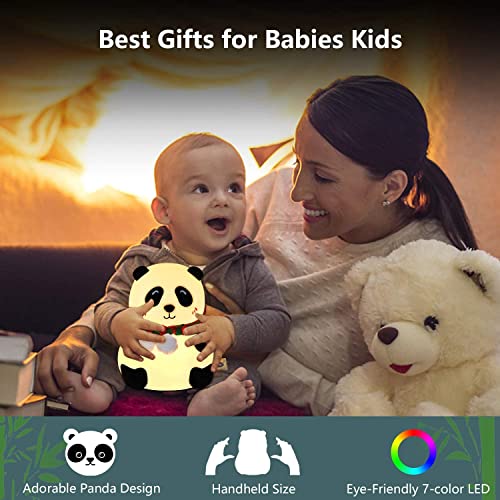 NYRWANA Panda Lamp, Panda Light, Night Lamp for Bedroom, Panda Night Lamp, Night Lamp for Kids, Valentine Gift for Girlfriend, BPA-Free Silicone Lamp, Rechargeable, Open Eye (Multicolor)