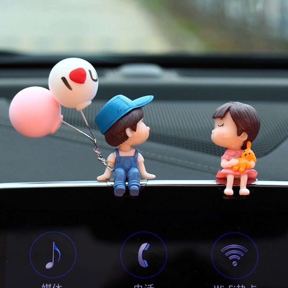 JIALTO Car Dashboard Accessories Cute Cartoon Couples Plastic Action Figure Figurines Balloon Ornament Car Dashboard Toys Auto Interior Dashboard Accessories,8 X 4 cm