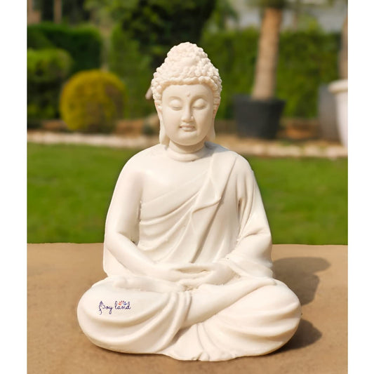 JOY LAND Meditation/Dhyan Buddha Statue Lord Figurine/Idol (White, 5.5-inch)