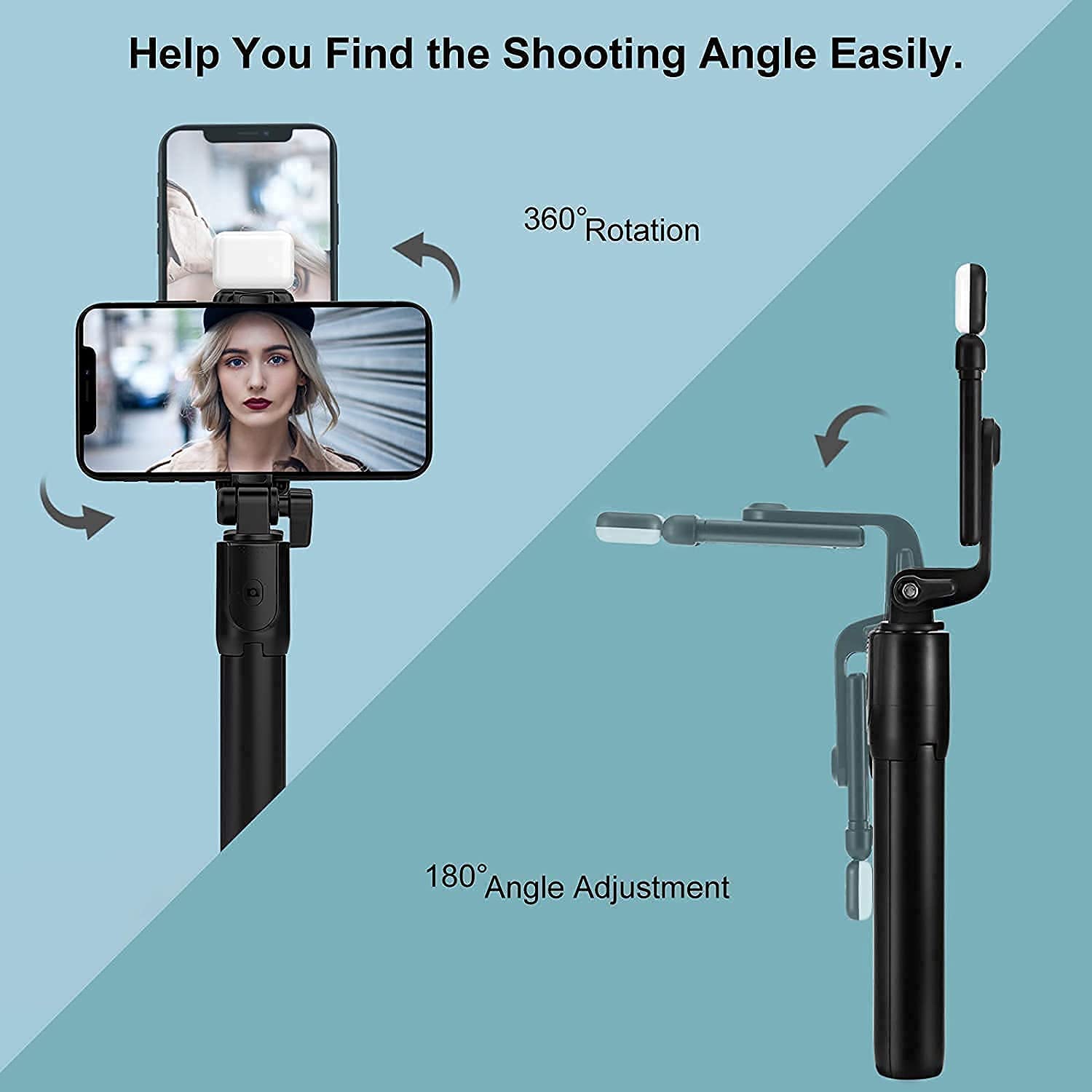 TYROCX R1s Latest Bluetooth Selfie Sticks with Remote and Selfie Light, 3-in-1 Multifunctional Selfie Stick Tripod Stand Mobile Stand Compatible with All Phones (Black) Pack f 1