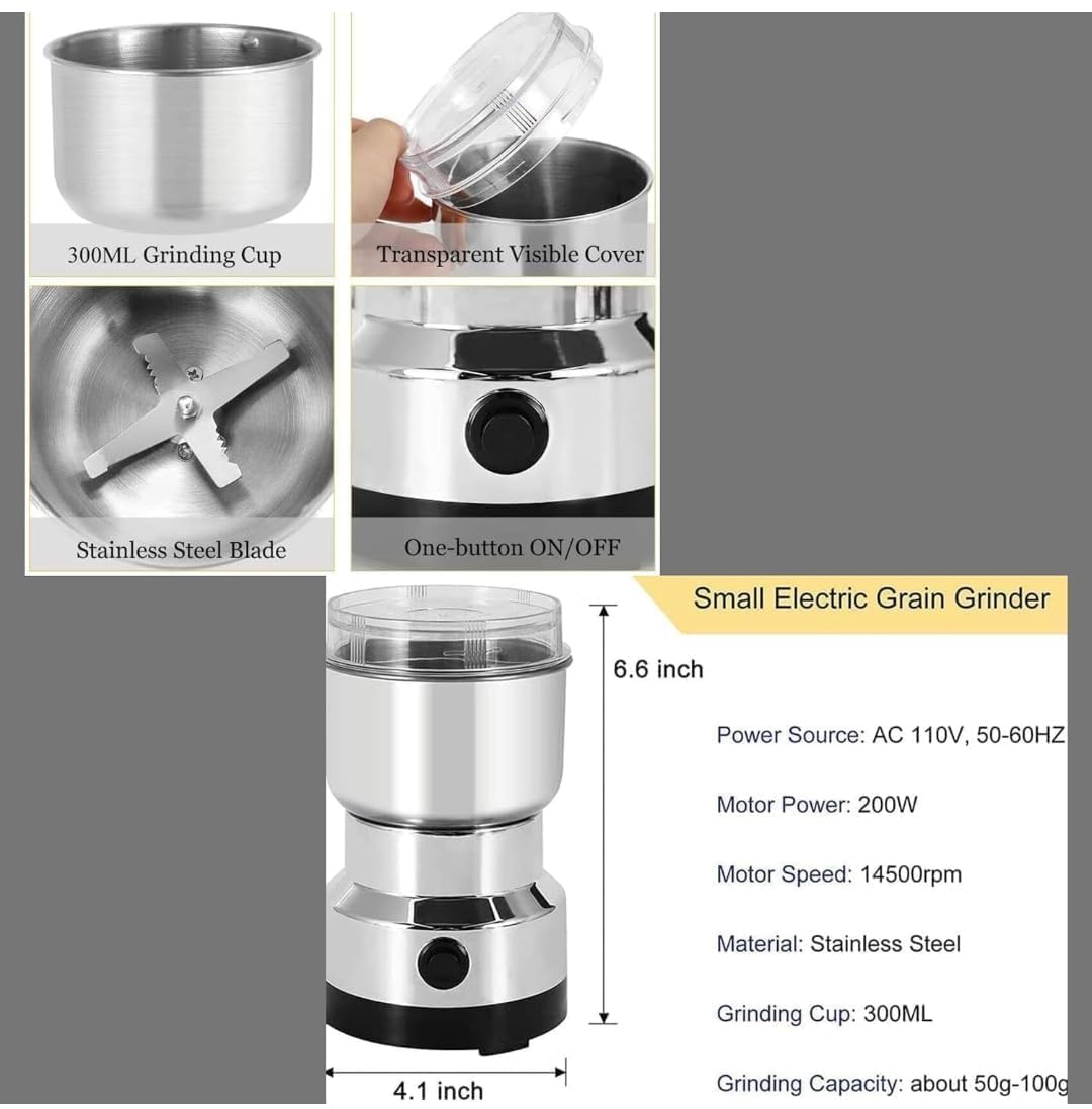 larrito Stainless Steel Nima Multifunctional Grinder Smash Machine Coffee Beans Electric Grinder and Coffee Maker Household Electric Mixer Grinder (Mixer Grinder)