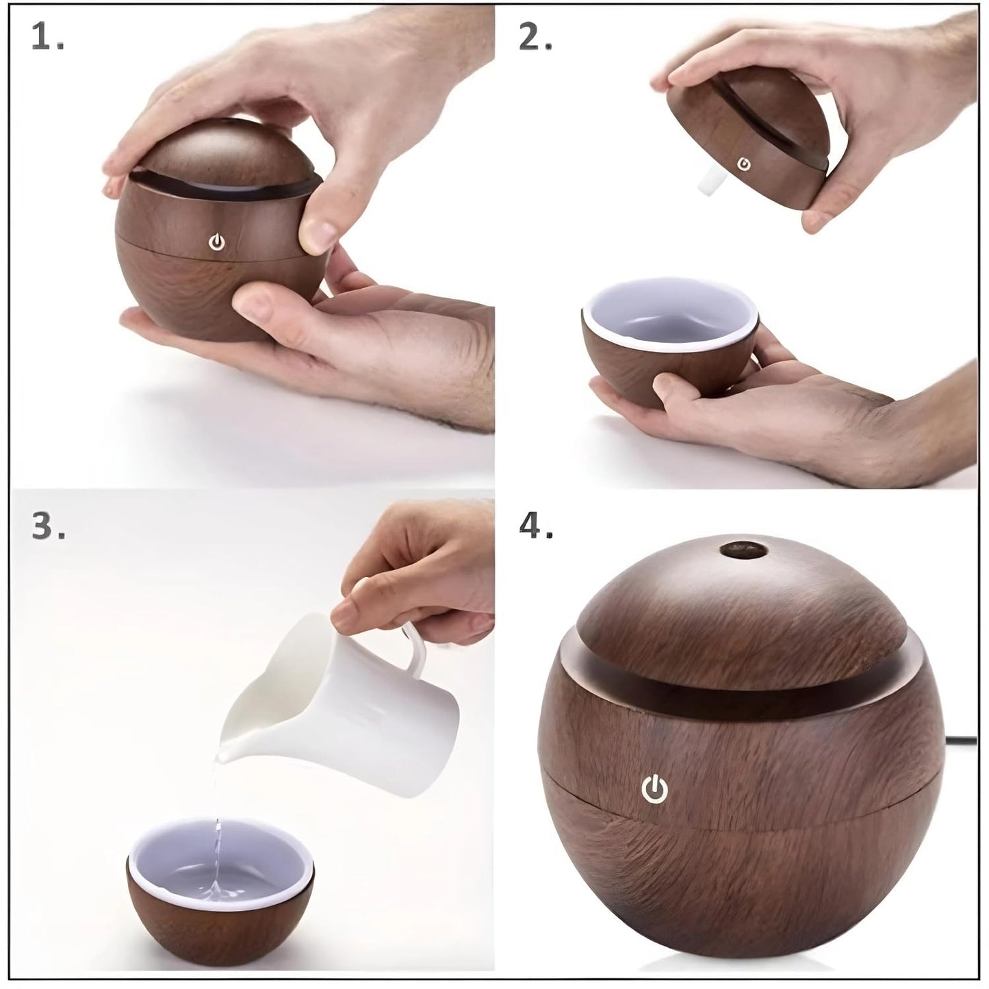 Wooden Style Ultrasonic Cool Mist Humidifier for Room Moisture| Aroma Diffuser| Essential Oil Diffuser| Perfume Fragrance Freshener| Colourful Light| Auto Shut-Off| Car, Room Moisture| 200ml| Black