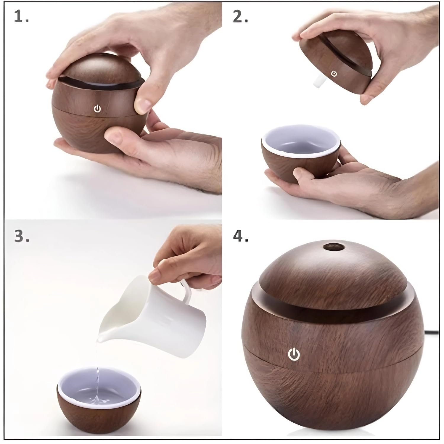 Wooden Style Ultrasonic Cool Mist Humidifier for Room Moisture| Aroma Diffuser| Essential Oil Diffuser| Perfume Fragrance Freshener| Colourful Light| Auto Shut-Off| Car, Room Moisture| 200ml| Black