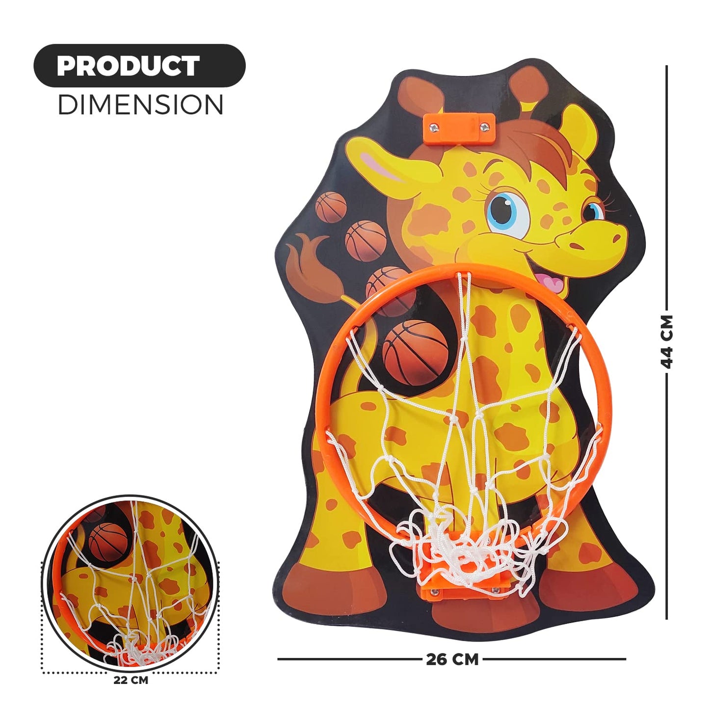 OrangeKart Mini Dunkers Giraffe Basketball Set – Indoor & Outdoor Wall-Mount Kit for Kids (Ages 4-10)