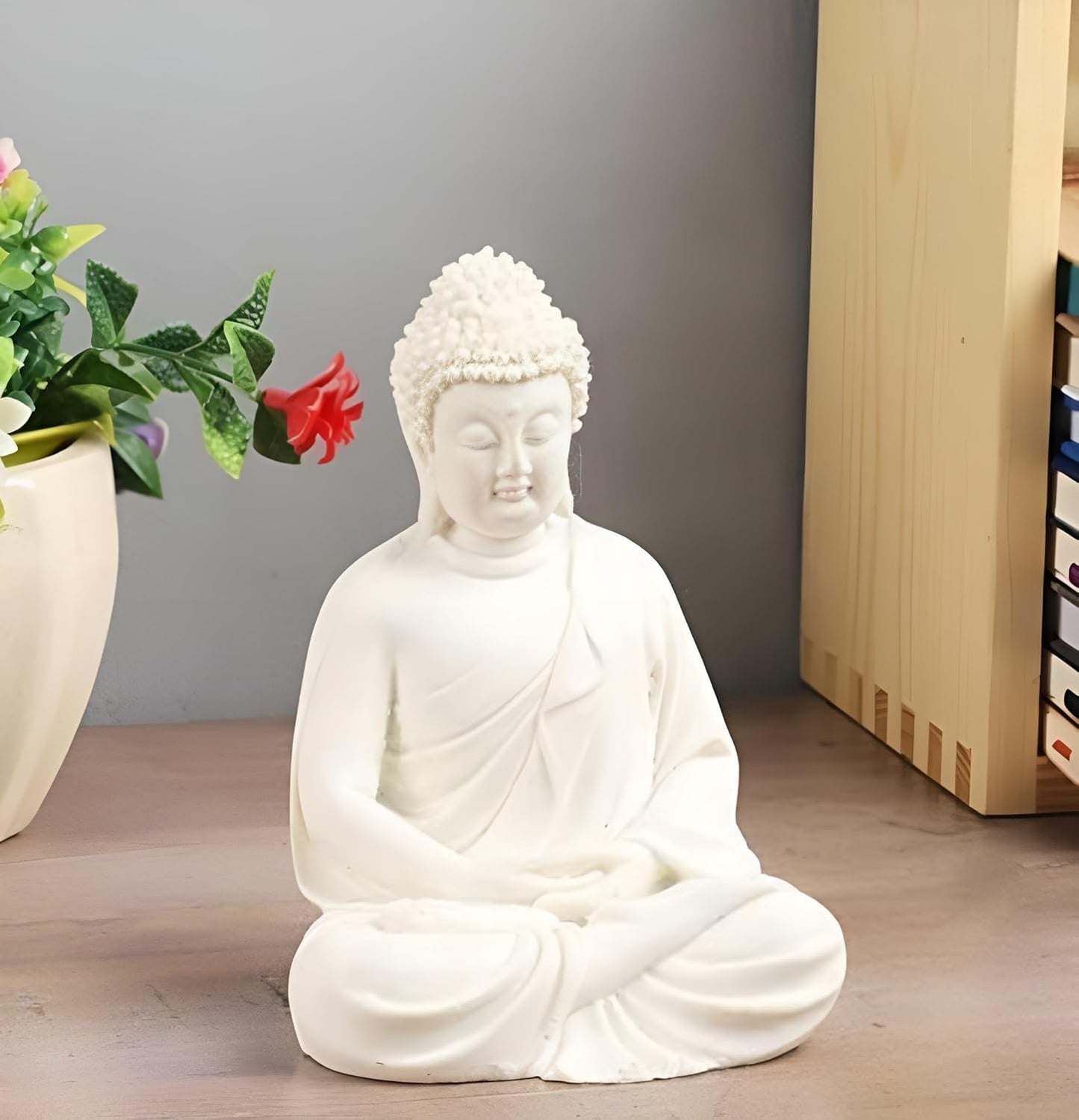 JOY LAND Meditation/Dhyan Buddha Statue Lord Figurine/Idol (White, 5.5-inch)