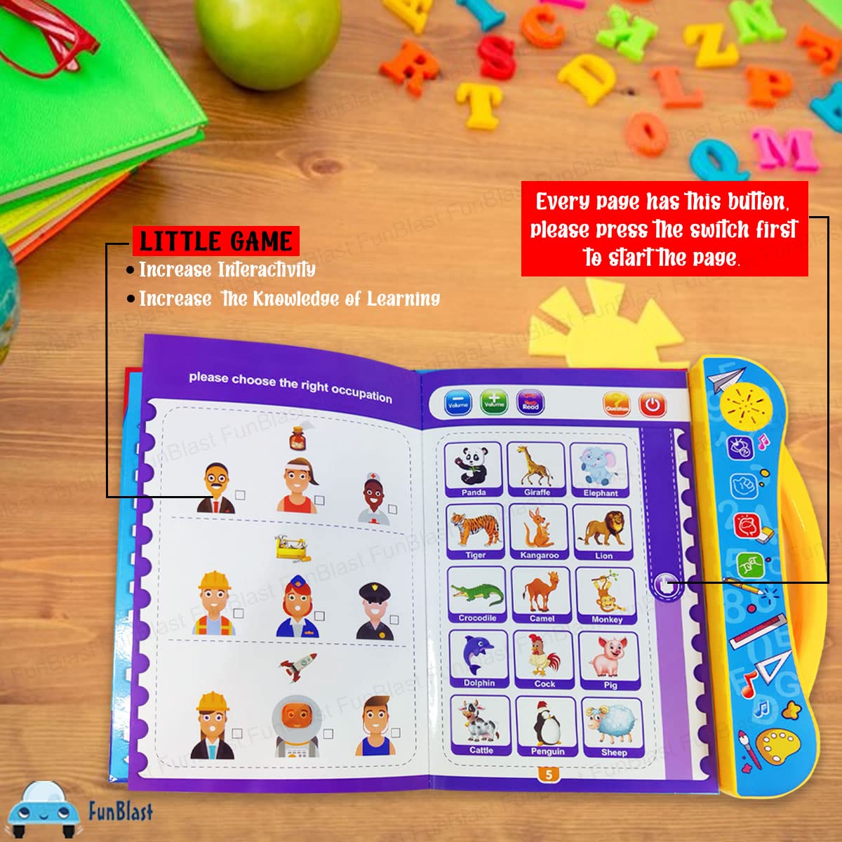 OrangeKart SmartTunes Interactive Phonetic Learning Book – Musical Educational Book for Kids 3+ Years (Multicolor)
