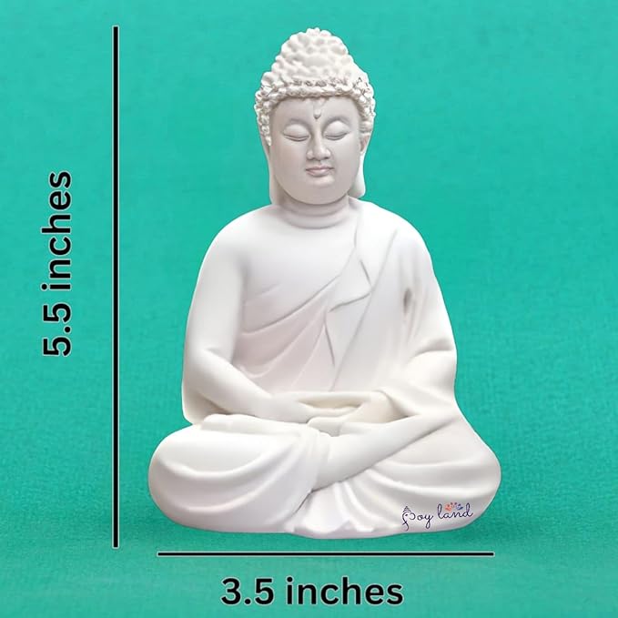 Parv International White Buddha Statue | 5.5-Inch Meditating Figurine for Home Mandir & Relaxation Décor