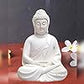 Parv International White Buddha Statue | 5.5-Inch Meditating Figurine for Home Mandir & Relaxation Décor