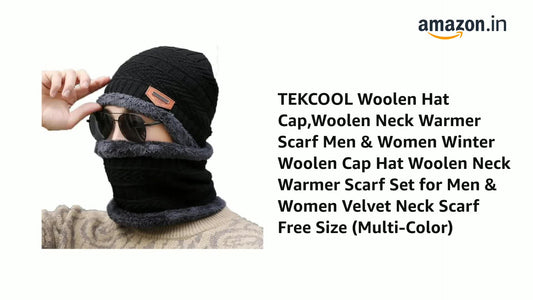 Parv International Woolen Winter Cap with Neck Warmer | Unisex Thermal Beanie for Men & Women (Multi-Color)